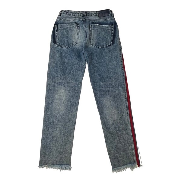 One X One Teaspoon High Waist Awesome Baggies Jean 29 Raw Hem Tapered Distressed - Picture 3 of 13